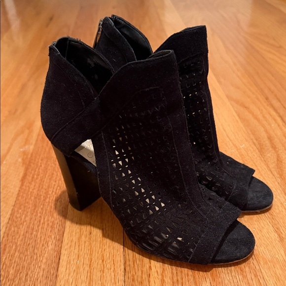 Vince Camuto Shoes - Vince Camuto Black Suede Open Toe Booties